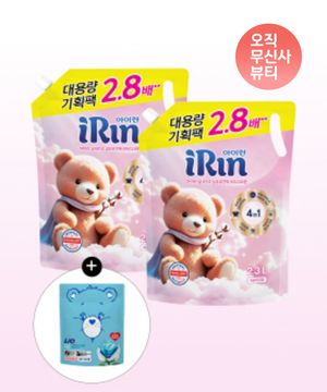 포근한 파우더 코튼향 섬유유연제 2L+300mL 2개 + 케어베어 캡슐세제 4입 추가 증정