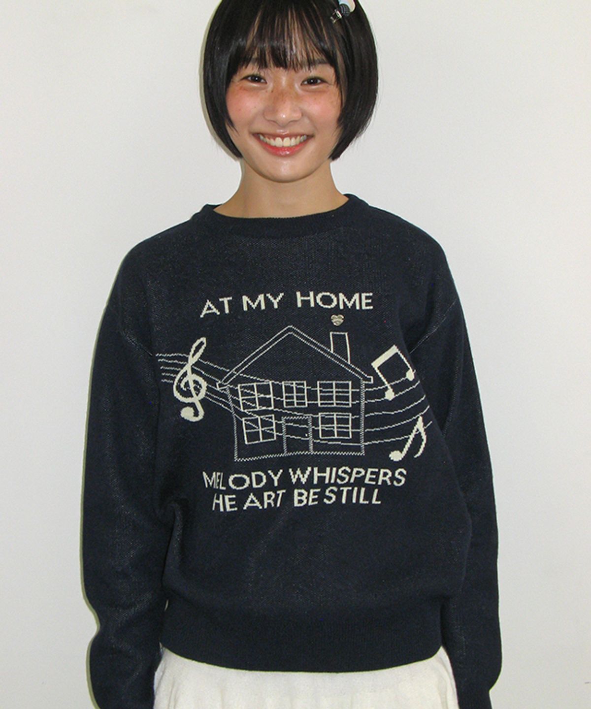 론론(RONRON) MELODY HOUSE KNIT PULLOVER NAVY