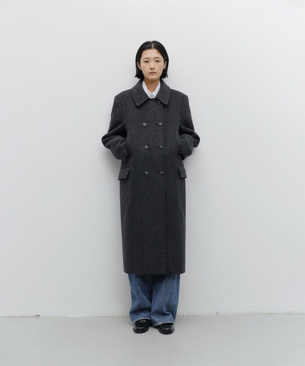 어나더오피스 우먼(ANOTHER OFFICE WOMEN) w. Charlotte Pea Coat (Heather Charcoal)