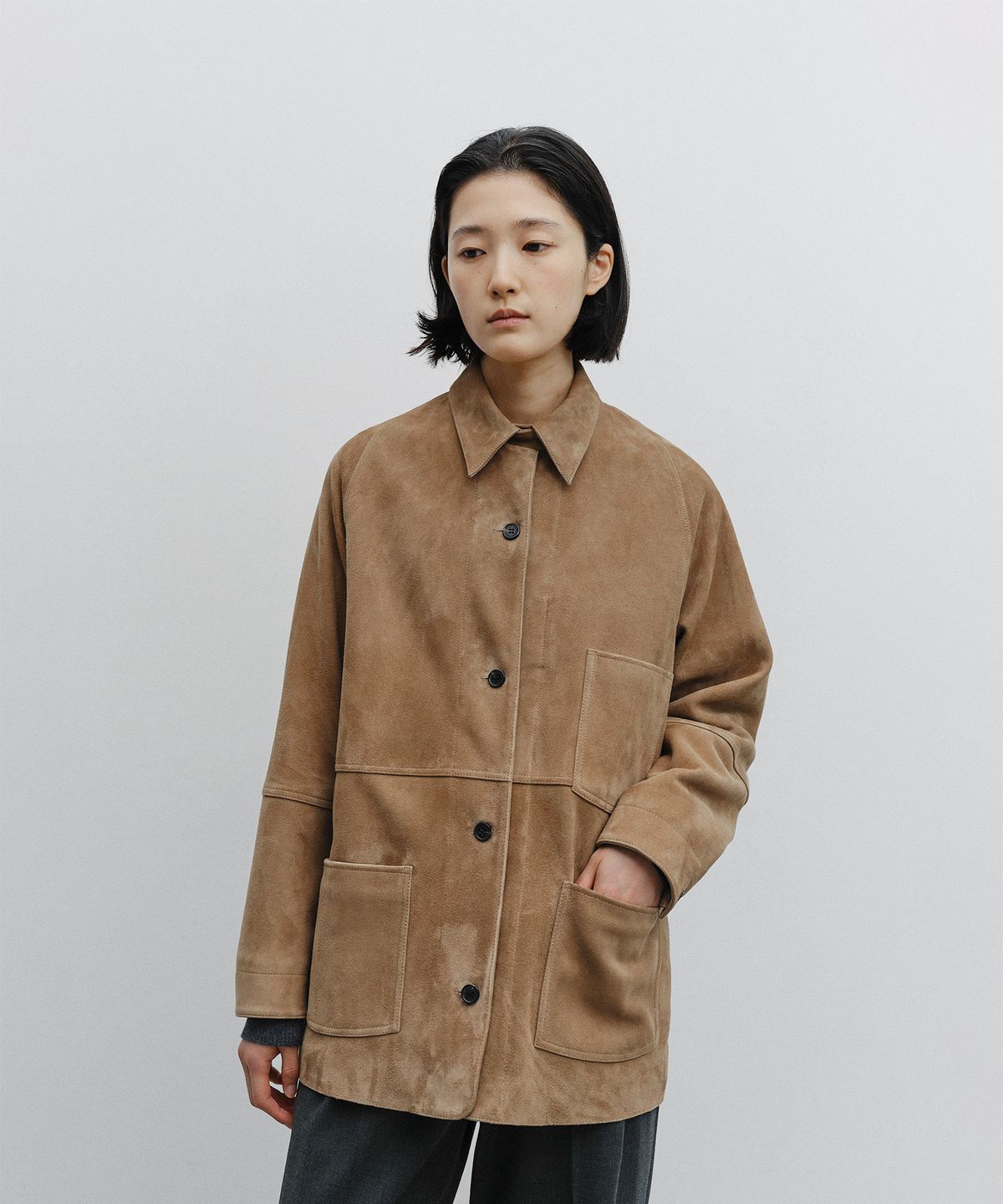 어나더오피스 우먼(ANOTHER OFFICE WOMEN) w. Leather Coverall Jacket (Camel)
