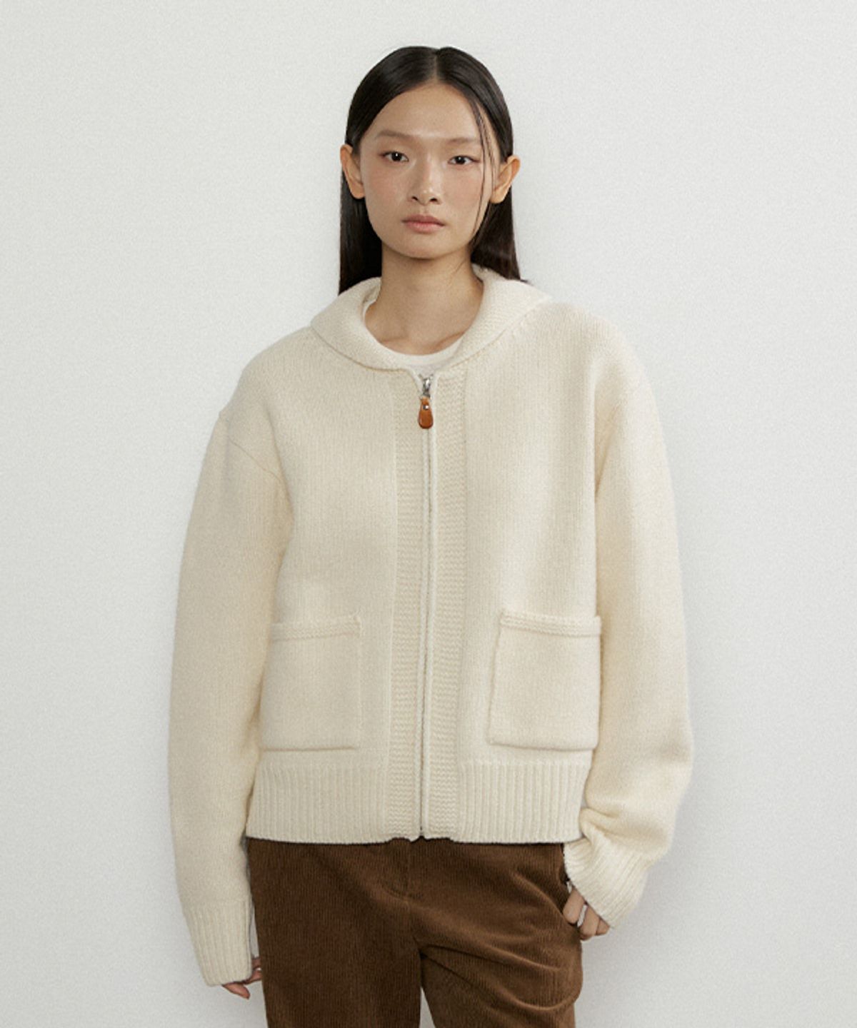 링서울(LINGSEOUL) merino wool knit zip-up-cream
