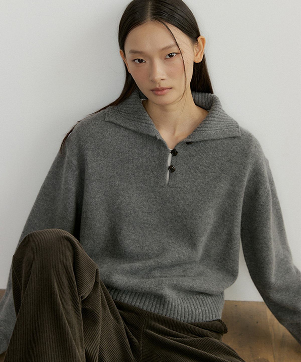 링서울(LINGSEOUL) cashmere collar knit-gray