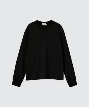 도쿄 텍스쳐 와플 헨리넥 블랙