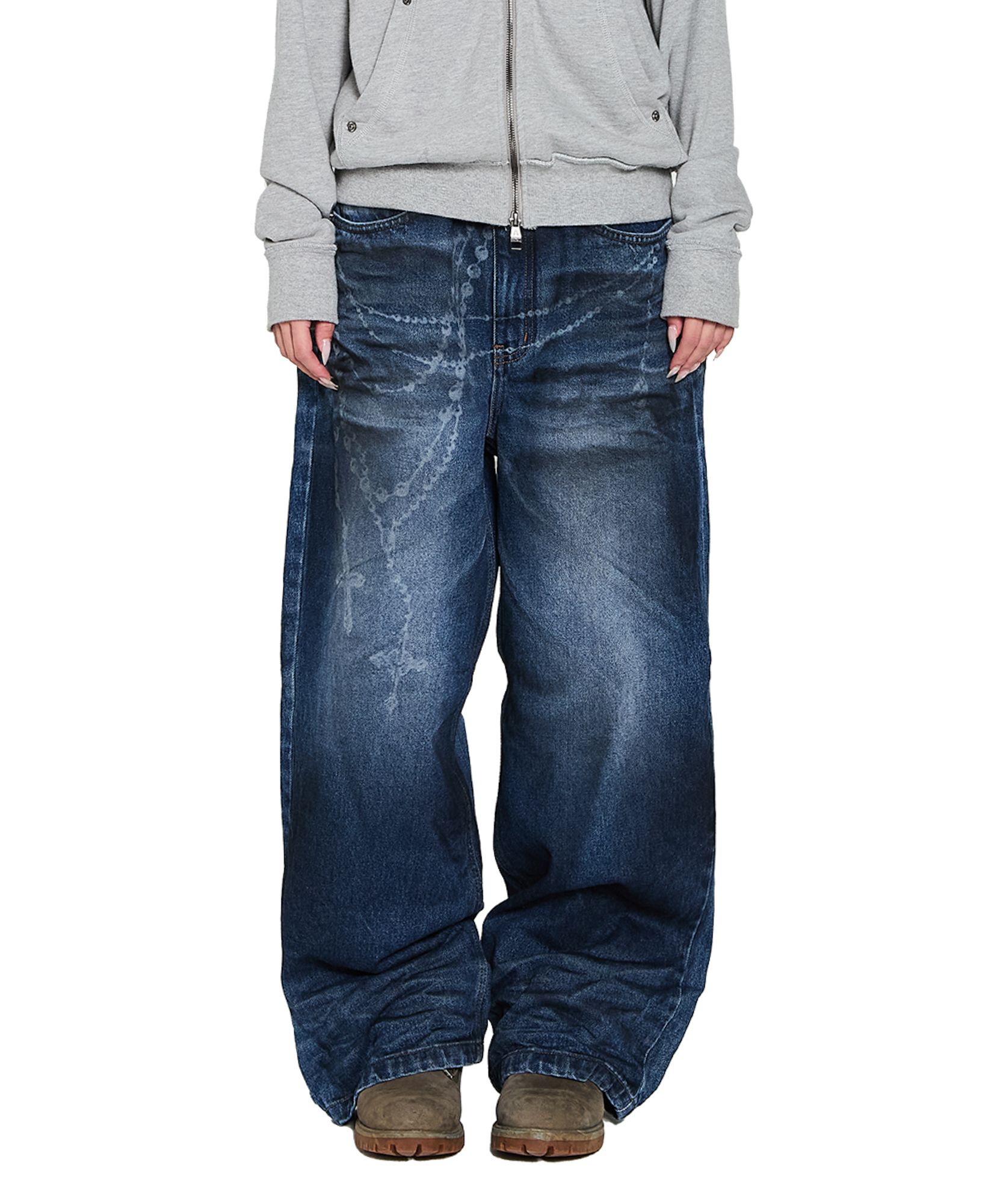 MUSINSA公式 | AAKAM Chain Graphic Denim Pants (Blue)