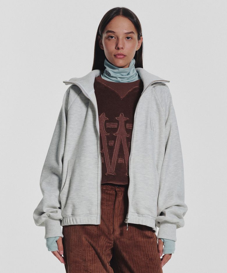 Waffle Mink Daily Hooded Zip Up_Oatmeal