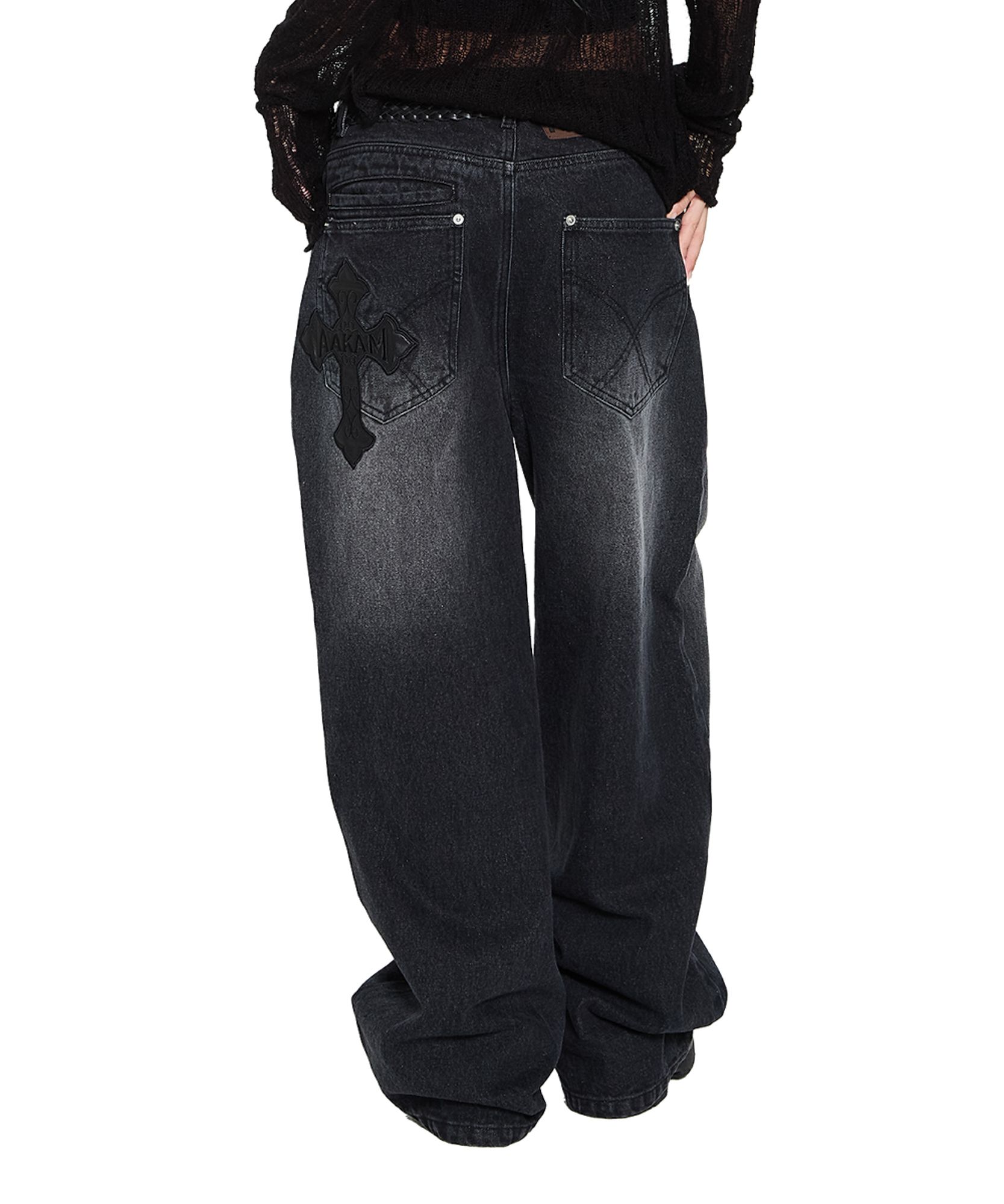 MUSINSA | AAKAM AKM CROS2 Denim Pants (Black)