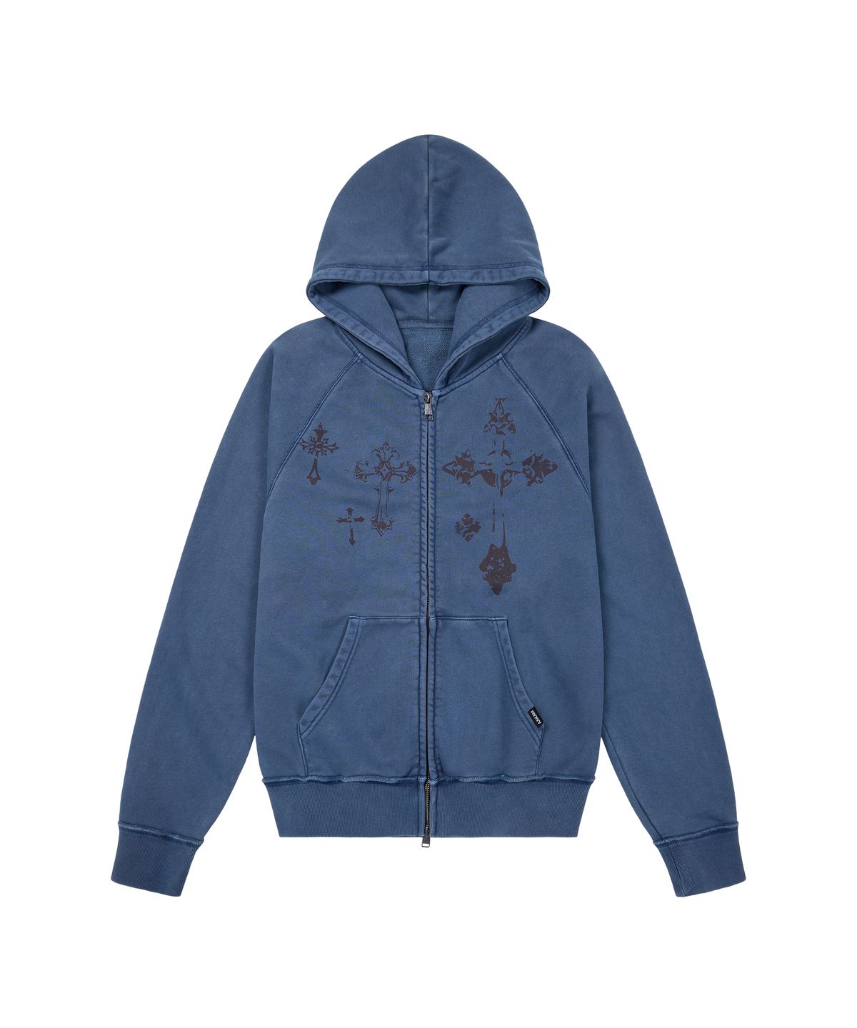 아캄(AAKAM) Pigment Dyed Cross Zip-Up Hoodie (Blue)