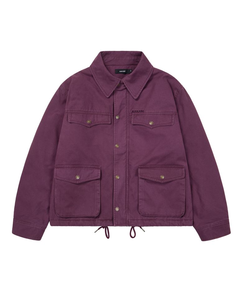 4-Pocket Collar Work Jacket (Purple)