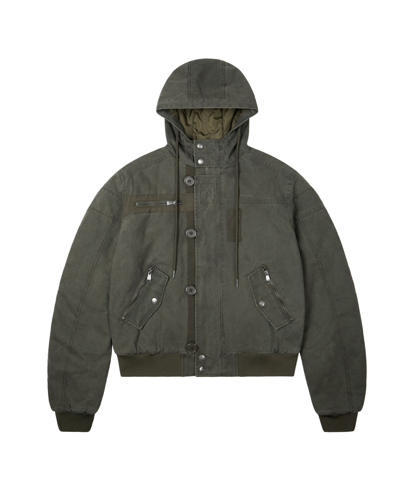 MUSINSA公式 | AAKAM Button Placket Cotton Ma-1 Jacket (Khaki)