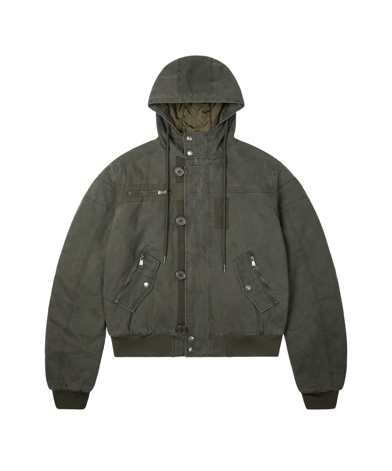 Button Placket Cotton Ma-1 Jacket (Khaki)