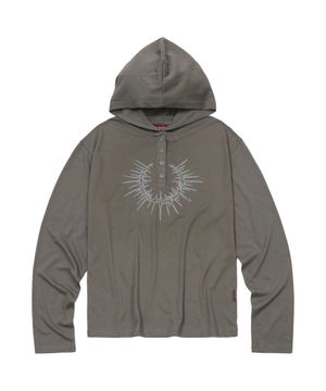 Henley Hoodie Long Sleeve Mocha