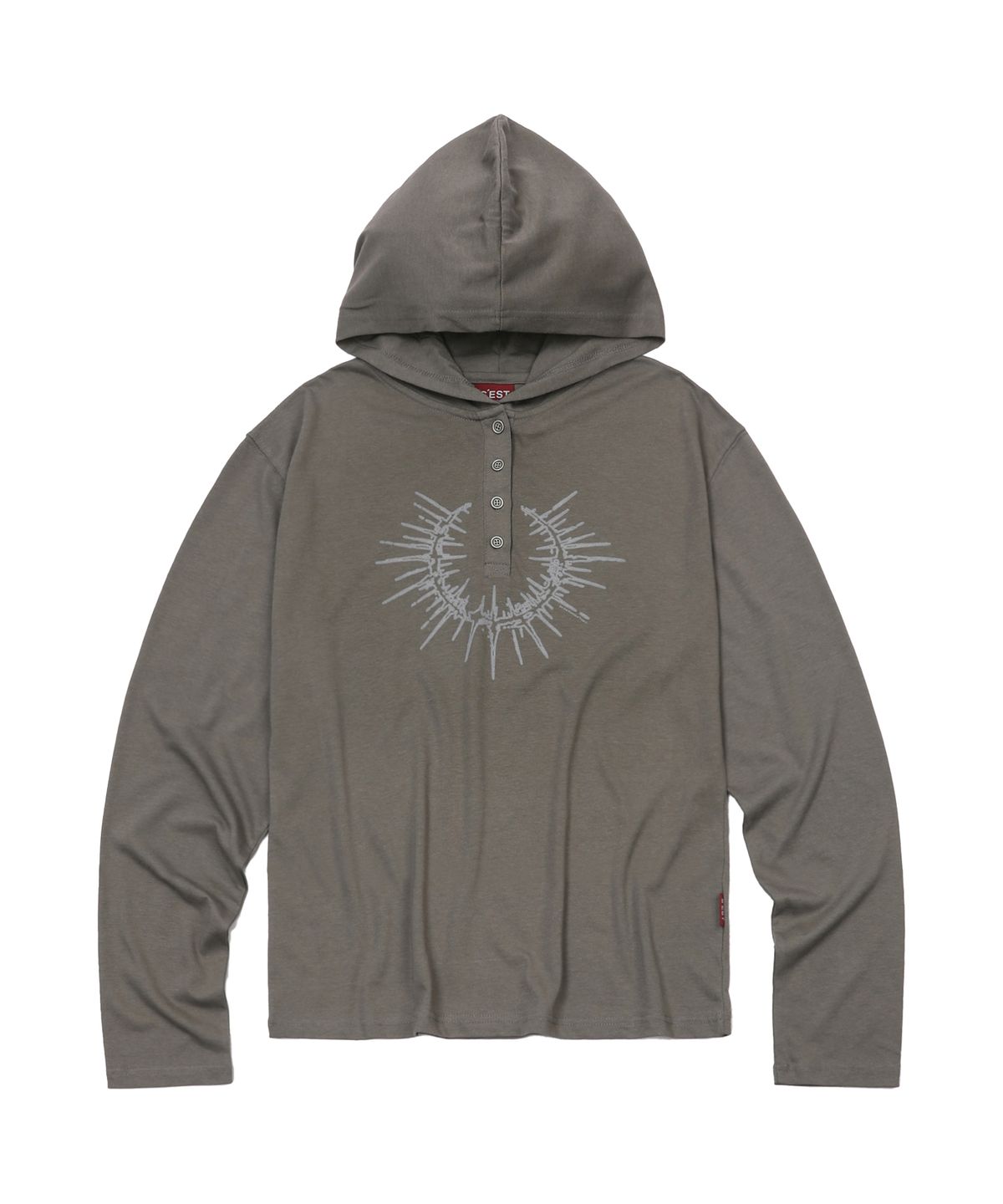 에스이에스티(S'EST) Henley Hoodie Long Sleeve Mocha