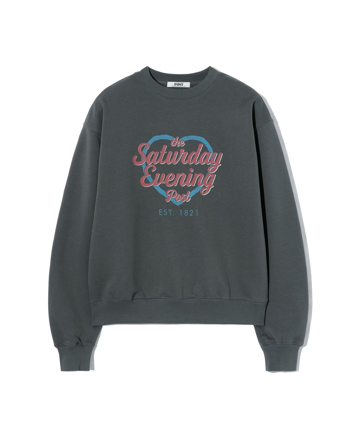 더 새터데이 이브닝 포스트(THE SATURDAY EVENING POST) Heart Saturday Graphic Sweat Shirt_Charcoal