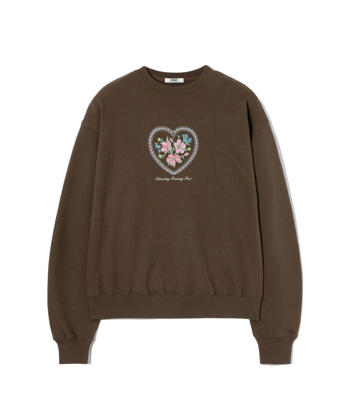 더 새터데이 이브닝 포스트(THE SATURDAY EVENING POST) Lace Flower Graphic Sweat Shirt_Brown