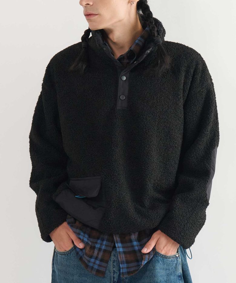 쉘파 하이넥 아노락 퍼플리스_블랙
