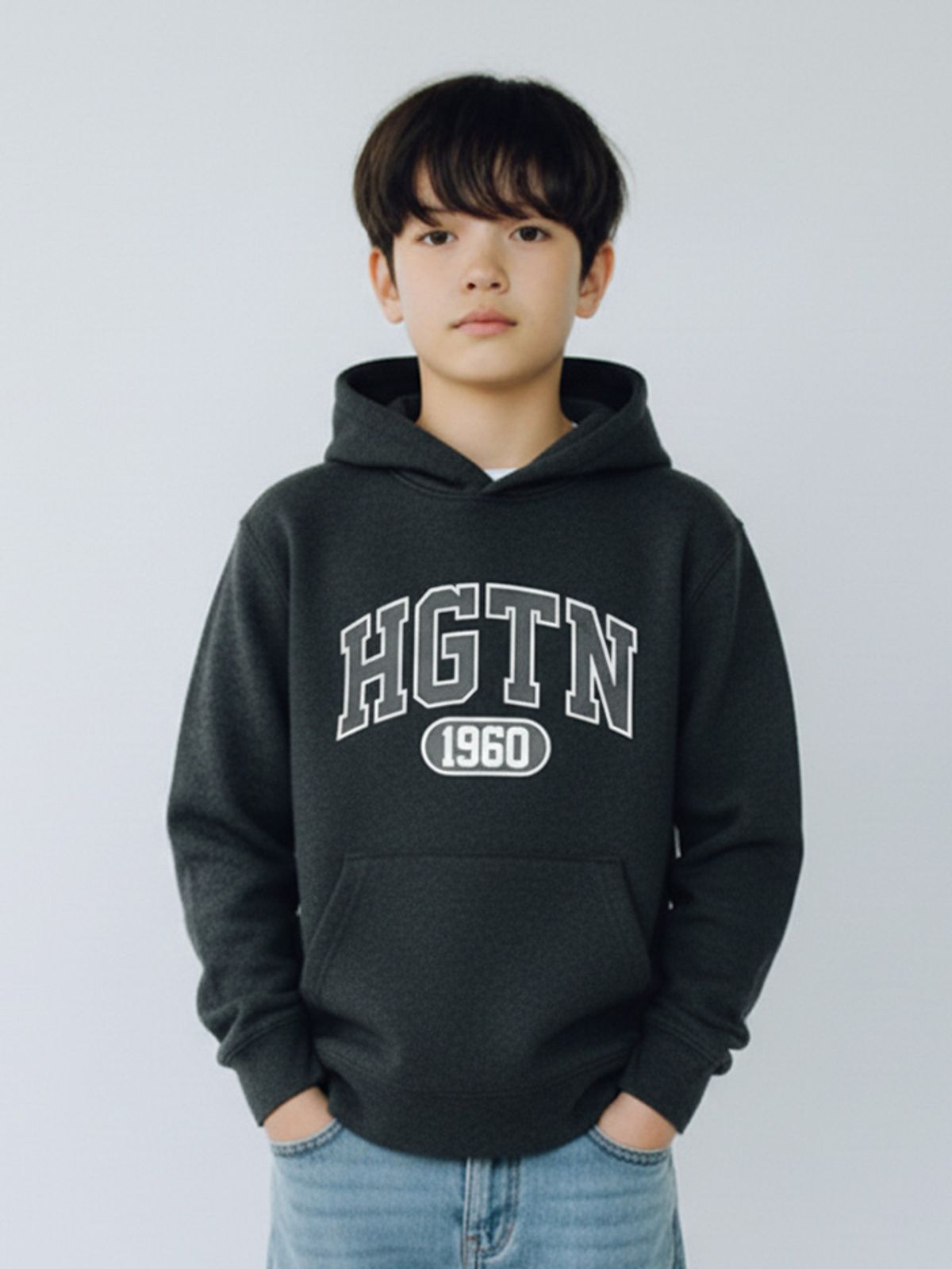 행텐 틴즈(HANGTEN TEENS) 틴즈 프렌치 테리 빅 로고 그래픽 후드티셔츠_100(14540-031-854-11)