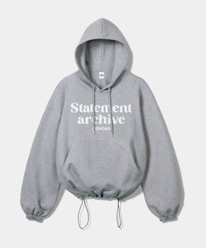 스테이트먼트 스트링 오버핏 후드 - 멜란지