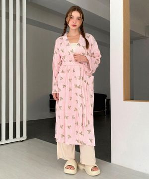 Fluffy Bear Check Robe