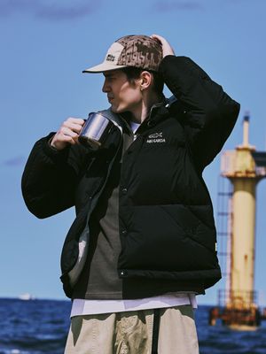 컬러 포인트 푸퍼 다운 BLACK