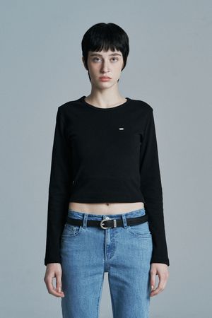 ROUND CROP LONG SLEEVE BLACK