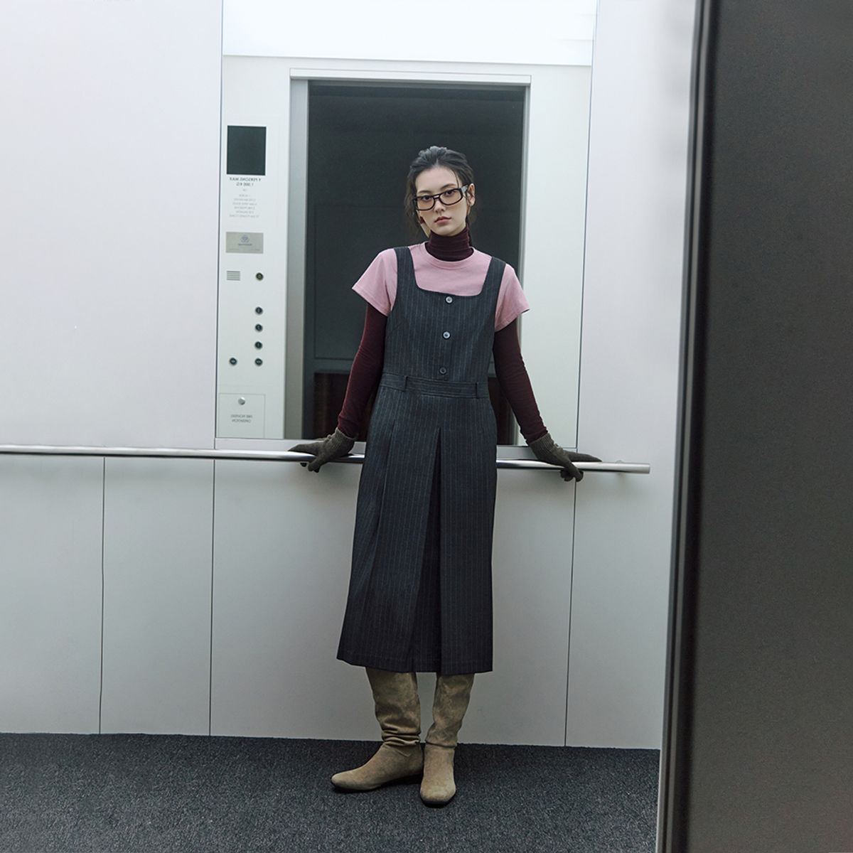 랩(LAP) 뷔스티에 롱 플리츠 원피스 AR4WOA61