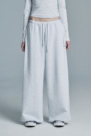 PLUS WIDE SWEATPANTS WHITE MELANGE