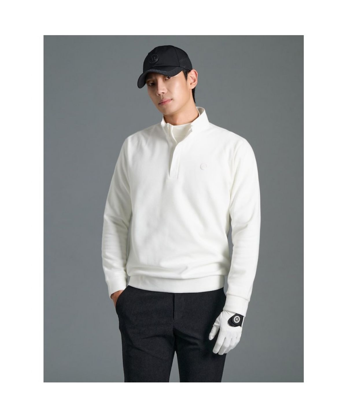 빈폴골프(BEANPOLE GOLF) 남성 사카리바 히든 반집업 - 화이트
