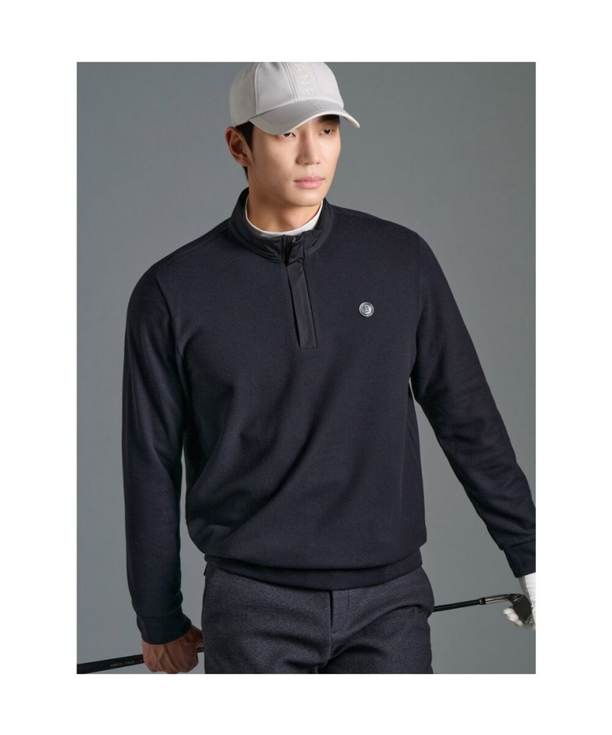 빈폴골프(BEANPOLE GOLF) 남성 사카리바 히든 반집업 - 블랙