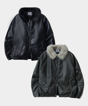 소프트 카라 퍼 베이직 워싱 투웨이 집업 레더 자켓 점퍼_2COLOR