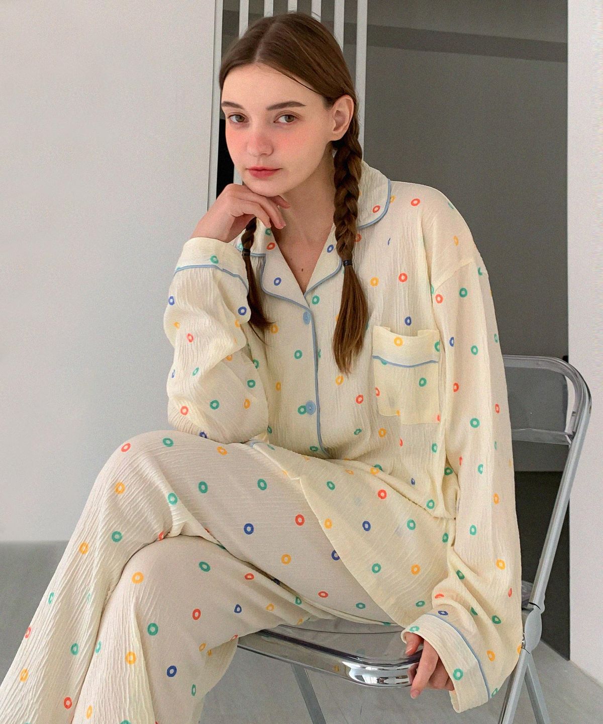 바스카라(VASCARA) Crunch Color Ring Pajamas Set