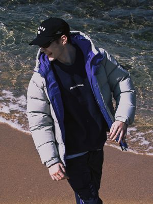 스방스타 컬러 콤비 다운 자켓 GREY