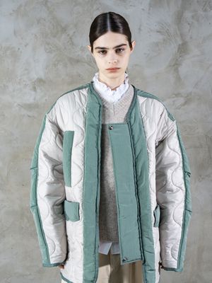 배색 블록킹 패딩 점퍼