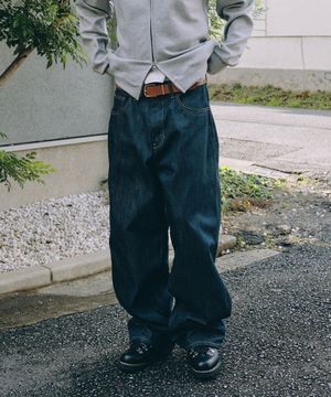 신치 백 오버 커브드 팬츠 [인디고]