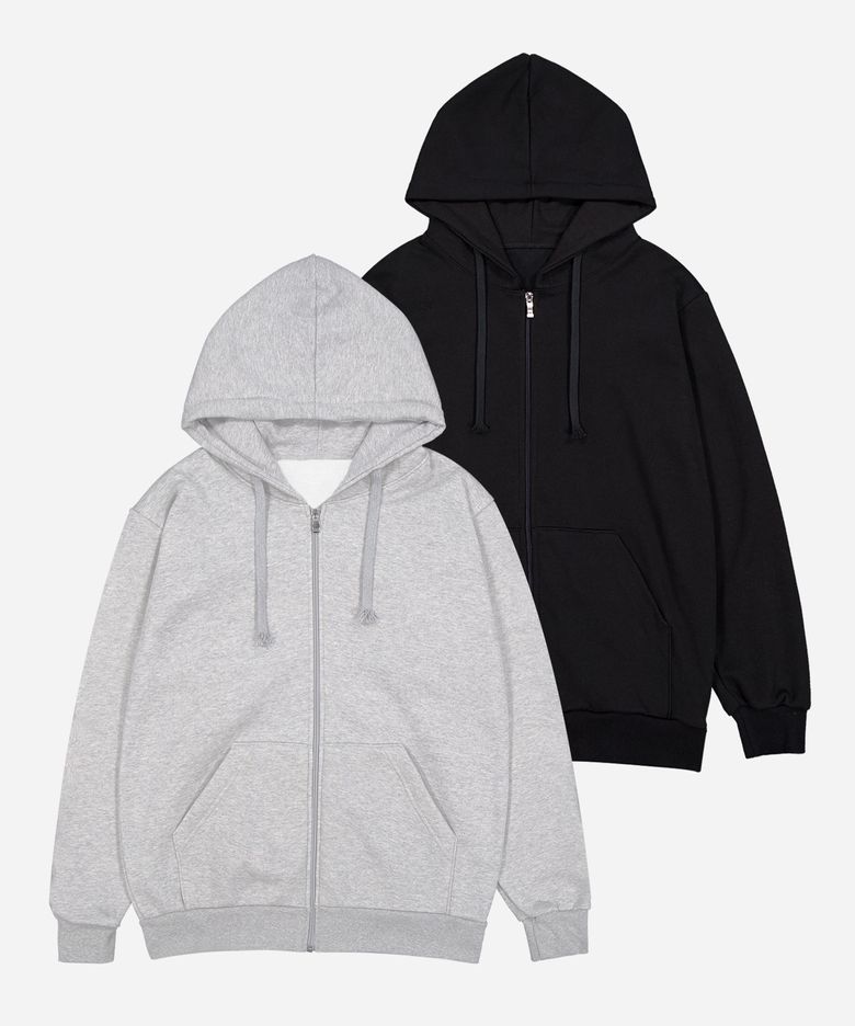 [2PACK] 국산 헤비웨이트 기본 후드 집업스웨터 - 양면/기모(TC) MADE IN KOREA