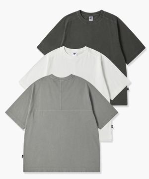 16수 레이어드 나그랑 뒷절개 피그먼트 티셔츠 2팩