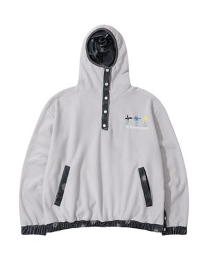 UNBALANCED FLEECE ANORAK HOODIE (LIGHT GREY)