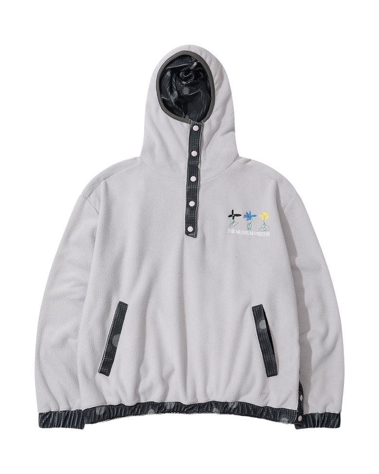 UNBALANCED FLEECE ANORAK HOODIE (LIGHT GREY)