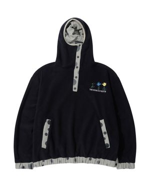 UNBALANCED FLEECE ANORAK HOODIE (BLACK)