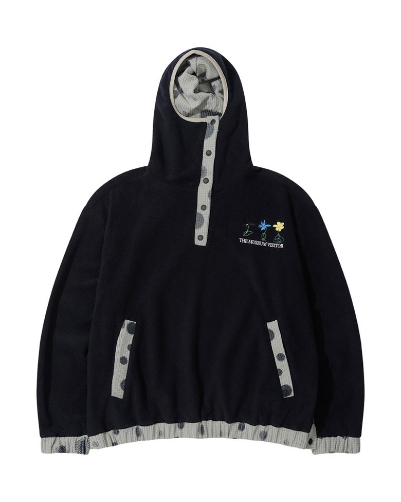 UNBALANCED FLEECE ANORAK HOODIE (BLACK)