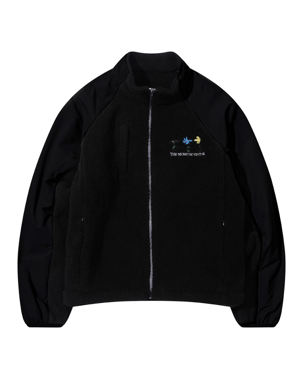 더뮤지엄비지터(THEMUSEUMVISITOR) FLEECE RAGLAN FULL ZIP-UP (BLACK)