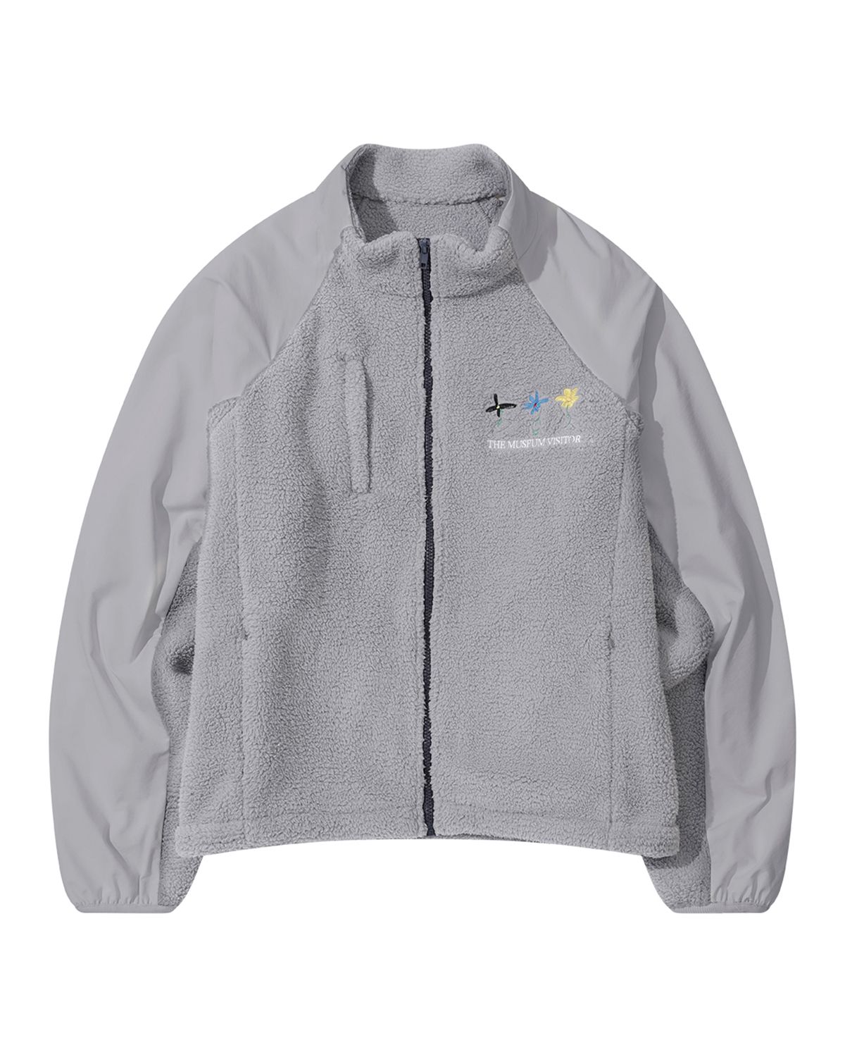 더뮤지엄비지터(THEMUSEUMVISITOR) FLEECE RAGLAN FULL ZIP-UP (GREY)