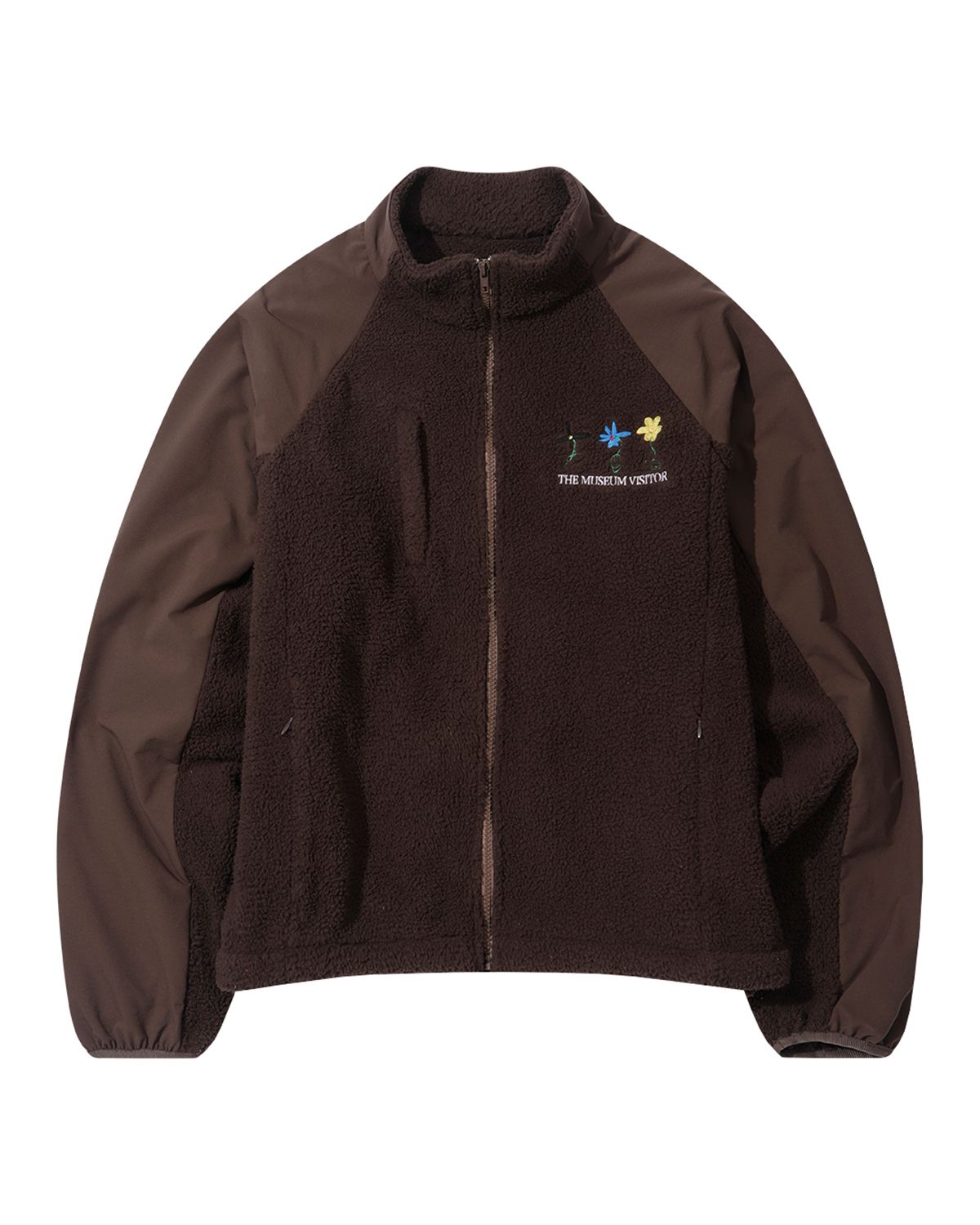 더뮤지엄비지터(THEMUSEUMVISITOR) FLEECE RAGLAN FULL ZIP-UP (BROWN)