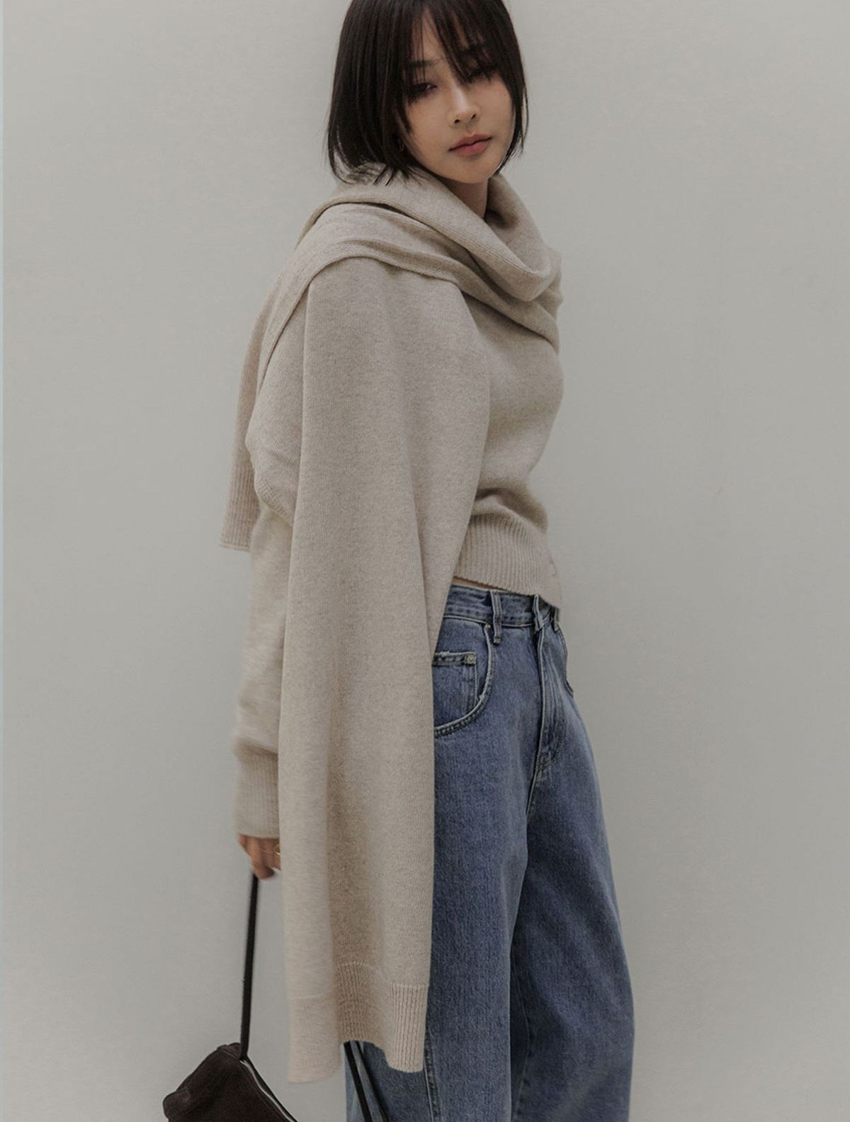 메무아(MEMUA) 끌레르 라쿤 메리노울 숄머플러(오트밀)