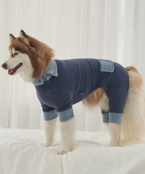 중형견 대형견 강아지 후리스 올인원 네이비