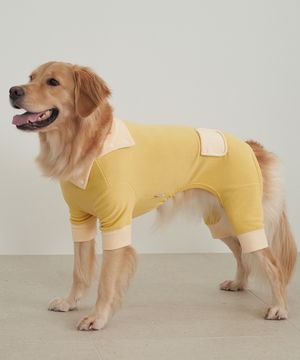 중형견 대형견 강아지 후리스 올인원 옐로우