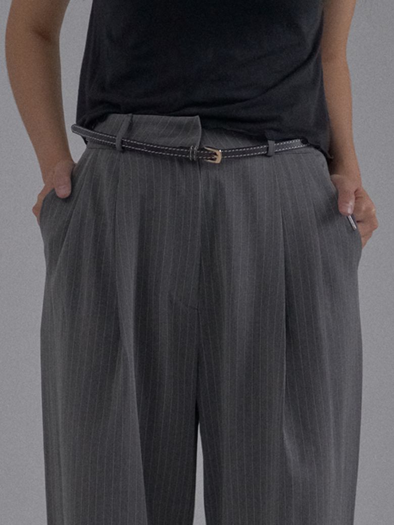 Stitch Slim Cow Belt_Black