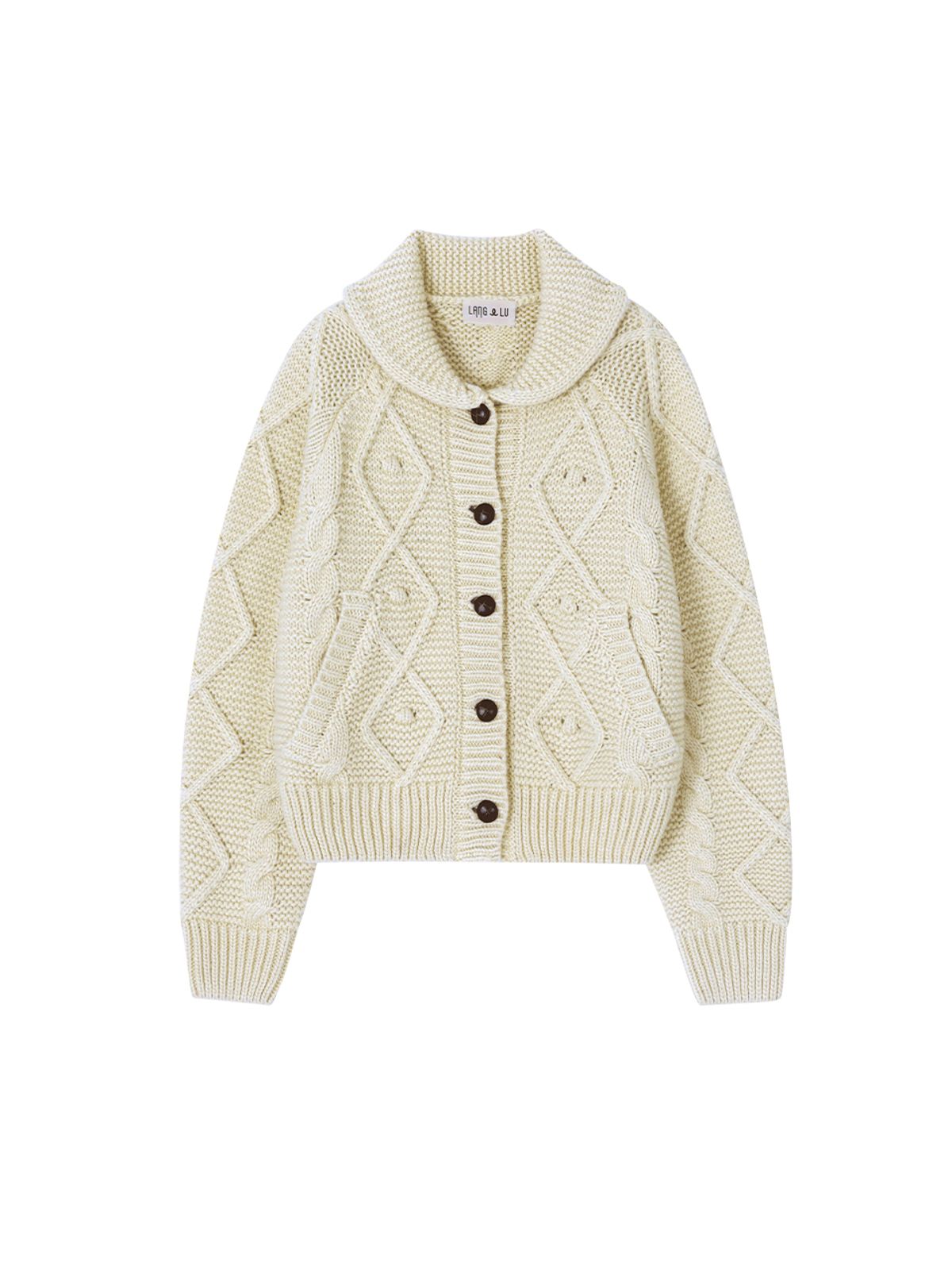 랭앤루(LANGNLU) LOMY Cable Cardigan(로미)_IVORY