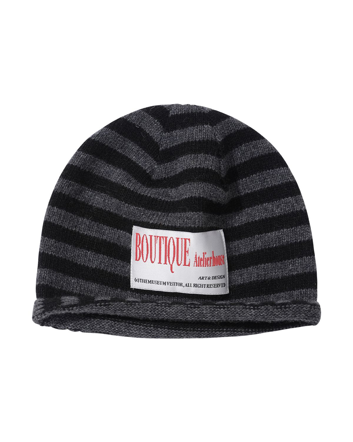 더뮤지엄비지터(THEMUSEUMVISITOR) STRIPE KNIT BEANIE (BLACK)