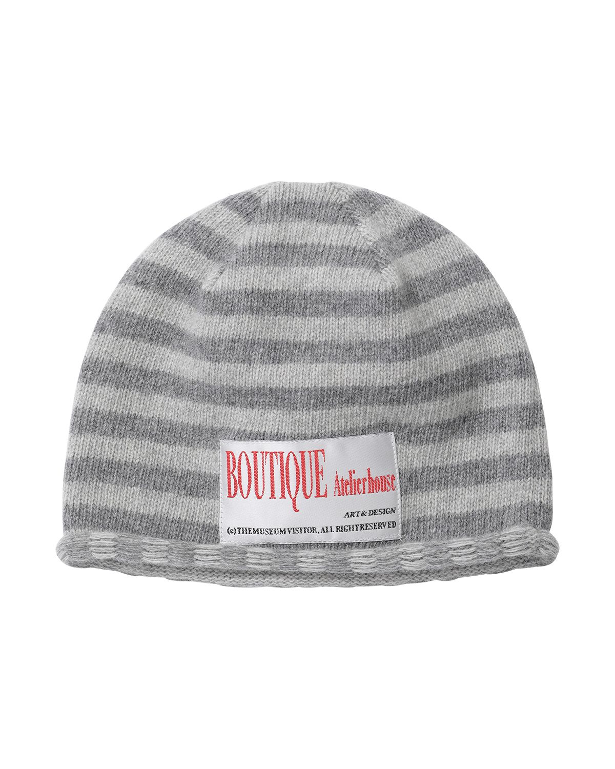 더뮤지엄비지터(THEMUSEUMVISITOR) STRIPE KNIT BEANIE (GREY)