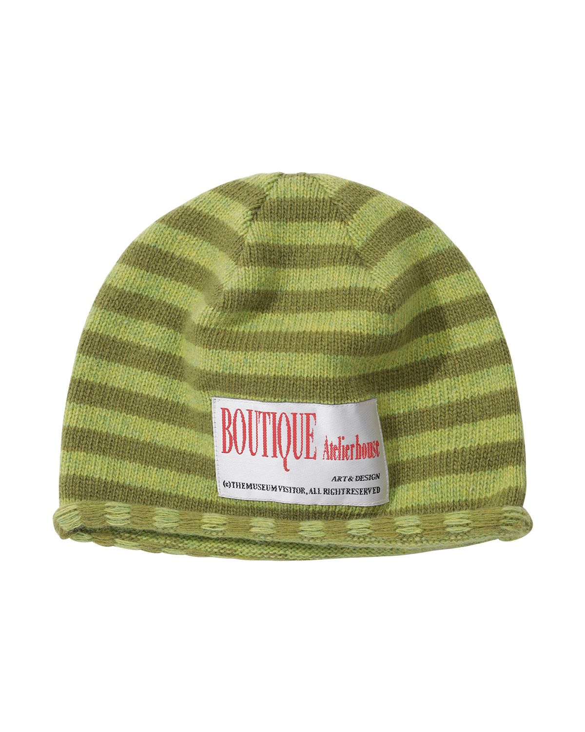 더뮤지엄비지터(THEMUSEUMVISITOR) STRIPE KNIT BEANIE (GREEN)